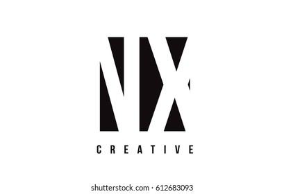 NX N X White Letter Logo Design with Black Square Vector Illustration Template.