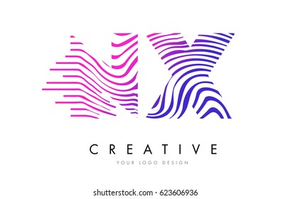 NX N X Zebra Letter Logo Design with Black and White Stripes Vector