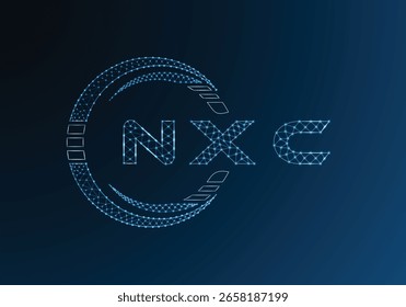 NXC low poly letter logo vector design. NXC lower poly logo design. Low poly logo.