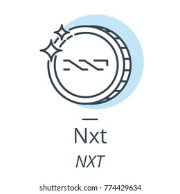 Nxt cryptocurrency coin line, icon of virtual currency