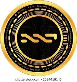 nxt cryptocurrency drawings on abstract background. 3d illustrations.