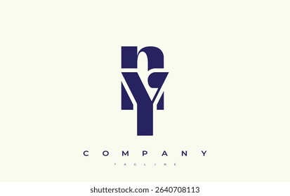 NY Abstract Geometric Logo Design. Modern and elegant logo design with simplistic typography elements, showcasing branding excellence.