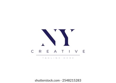 NY abstrakte minimalistische Buchstaben Logo Monogramm. Es ist ein minimalistisches Logo, dieses Logo ist aus zwei Buchstaben zusammengesetzt