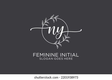 NY Beauty Monogram und elegante Logo Design Handschrift-Logo der ersten Signatur, Hochzeit, Mode, Blumen und botanisch mit kreativen Vorlage.