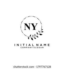 NY Beauty vector initial logo, handwriting logo of initial signature, wedding, fashion, jewerly, boutique, floral and botanical with creative template for any company or business.