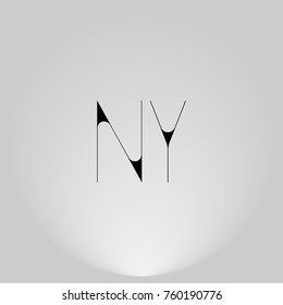 NY Black thin minimalist LOGO Design with Highlight on Gray background.