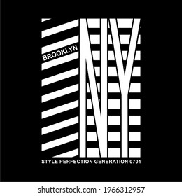 NY, BROOKLYN, FONDO DE TEXTURA DE LÍNEA, ILUSTRACIÓN DE FIRMAS, IMPRESIÓN DE DISEÑO DE CAMISETAS.
