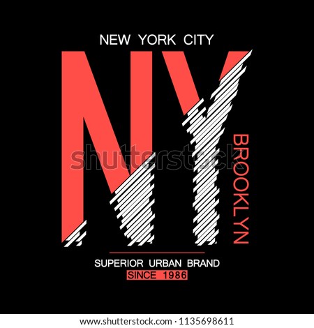 NY, Brooklyn modern typography for t-shirt. New York graphics for tee shirt. NYC urban brand trendy apparel print, athletic clothes design. Vector illustration.
