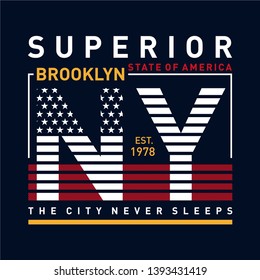 NY Brooklyn Typography Design, T-shirt Graphic, Vector Images