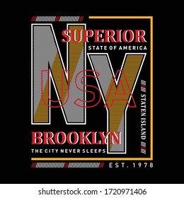 NY Brooklyn Typography Design camiseta Gráfica, Vector ilustración