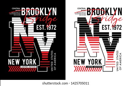 NY Brooklyn typography design varsity united states for t shirt print men, vector