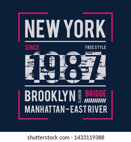 Ny brooklyn typography graphic design for print t shirt