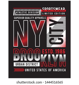 NY BROOKLYN typography t shirt graphic design,vector illustration