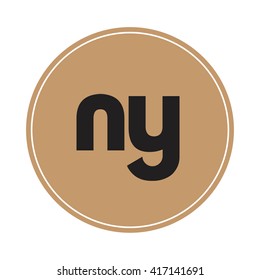 ny brown letters ,abstract background logo, design identity in circle, alphabet letter