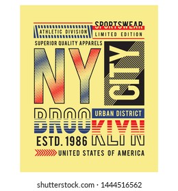 NY CITY BROOKLYN typography t shirt graphic design,vector illustration