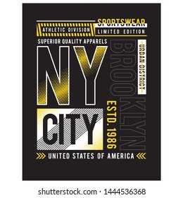 NY CITY BROOKLYN typography, tee shirt graphics, vectors - Vector