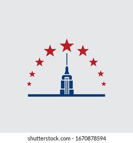 logo de cualquier ciudad y edificio Empire State con estrellas , nuevo diseño del logo de la ciudad de Nueva York 