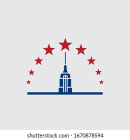 ny city logo and  Empire State buildinh with stars , new york city logo design 