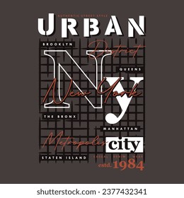 ny city urban street, graphic design, typography vector illustration, modern style, for print t shirt 
