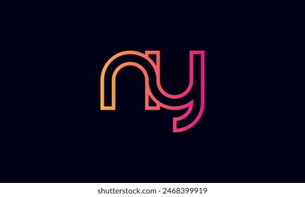 NY Creative And Modern NY Logo. Initial Letter NY Logo Design on Black Background.