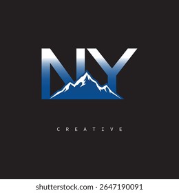 NY Creative Mountain Logo - negrito gradiente letra marca Branding Design para marcas de negócios ao ar livre	
