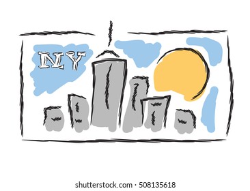 NY drawn cityscape symbol vector illustration