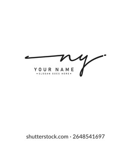 Logotipo de assinatura manuscrito NY - Modelo de logotipo vetorial para negócios de beleza, moda e fotografia