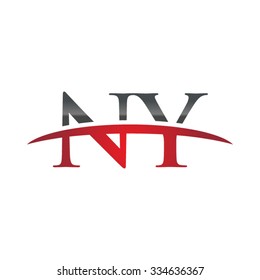 NY initial company red swoosh logo