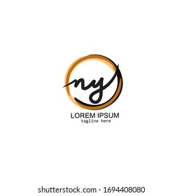 ny Initial Handwriting logo template vector