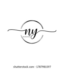 NY Initial handwriting logo vector