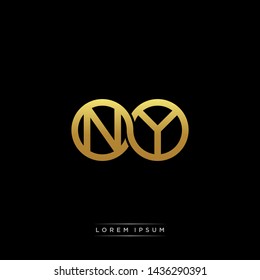 NY initial letter linked circle capital monogram logo modern template