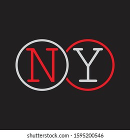 NY Initial letter linked circle capital monogram logo modern template