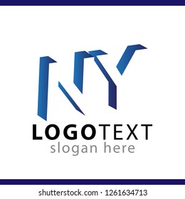 NY initial letter with negative space logo icon vector template