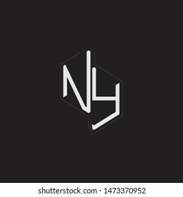 NY Initial Letters logo monogram with up to down style isolated on black background