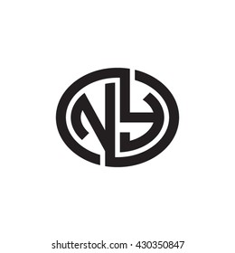 NY initial letters looping linked ellipse monogram logo