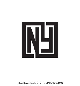 NY initial letters looping linked square monogram logo