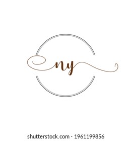 NY Initial Logo Handwriting template letter illustration
