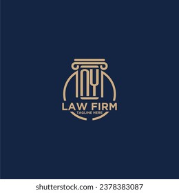 NY initial monogram for law firm with creative circle line
