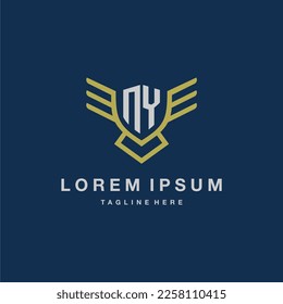 NY initial monogram logo for creative eagle line image vector design