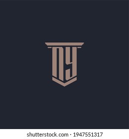 NY initial monogram logo with pillar style design