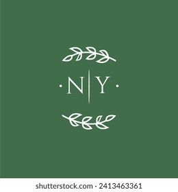 NY initial monogram wedding with creative design