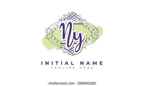 Ny Initials, handwriting logo vector