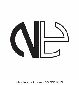 NY Letter logo monogram with oval shape negative space design template white background