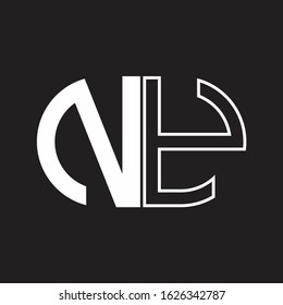 NY Letter logo monogram with oval shape negative space design template