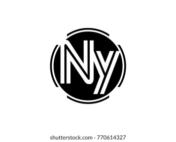 NY letter logo round black