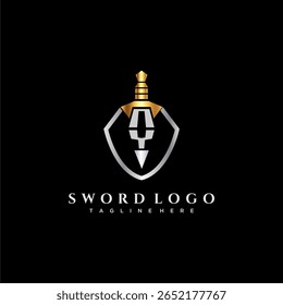 NY carta monograma de luxo para escudo e espada estilo imagem