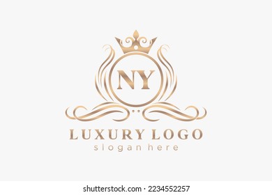 NY Letter Royal Luxury Logo template in vector art for Restaurant, Royalty, Boutique, Cafe, Hotel, Heraldic, Jewelry, Fashion and other vector illustration.