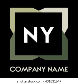 NY letters business logo creative  icon design template elements in abstract background logo, design identity in square with four colors, modern alphabet letters