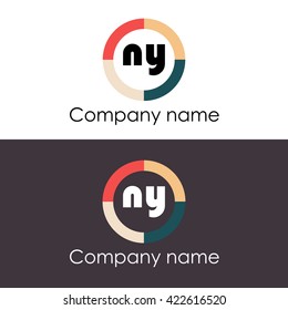 NY letters business logo icon design template. Vector with four