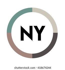 NY letters, four colors in abstract background logo, design identity in circle, alphabet letter